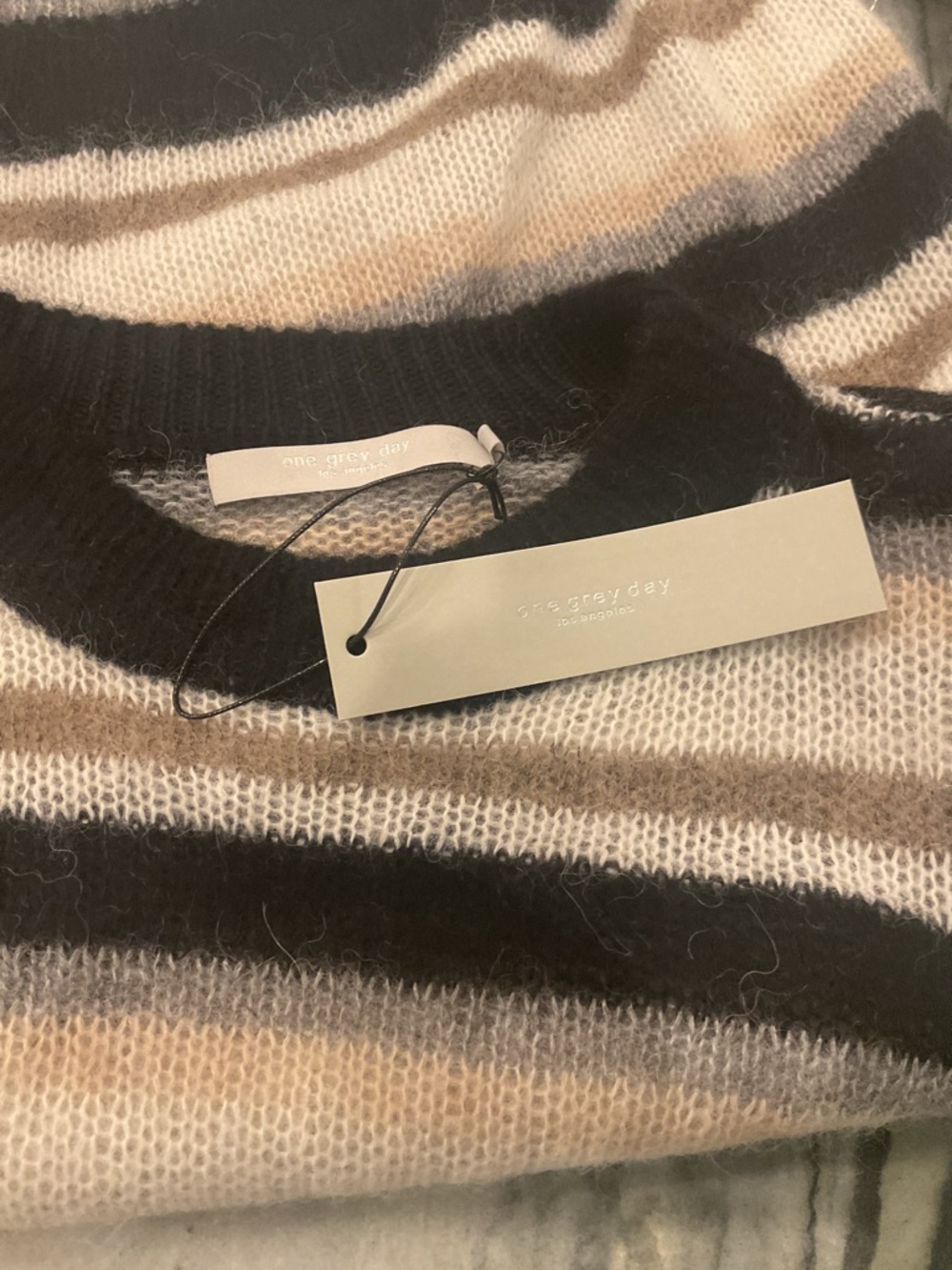 One Grey Day Alpaca/Merino Wool Striped Sweater - Picture 7 of 10